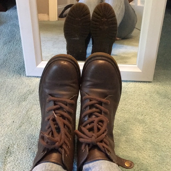 Shoes - Brown lace up rain boots
